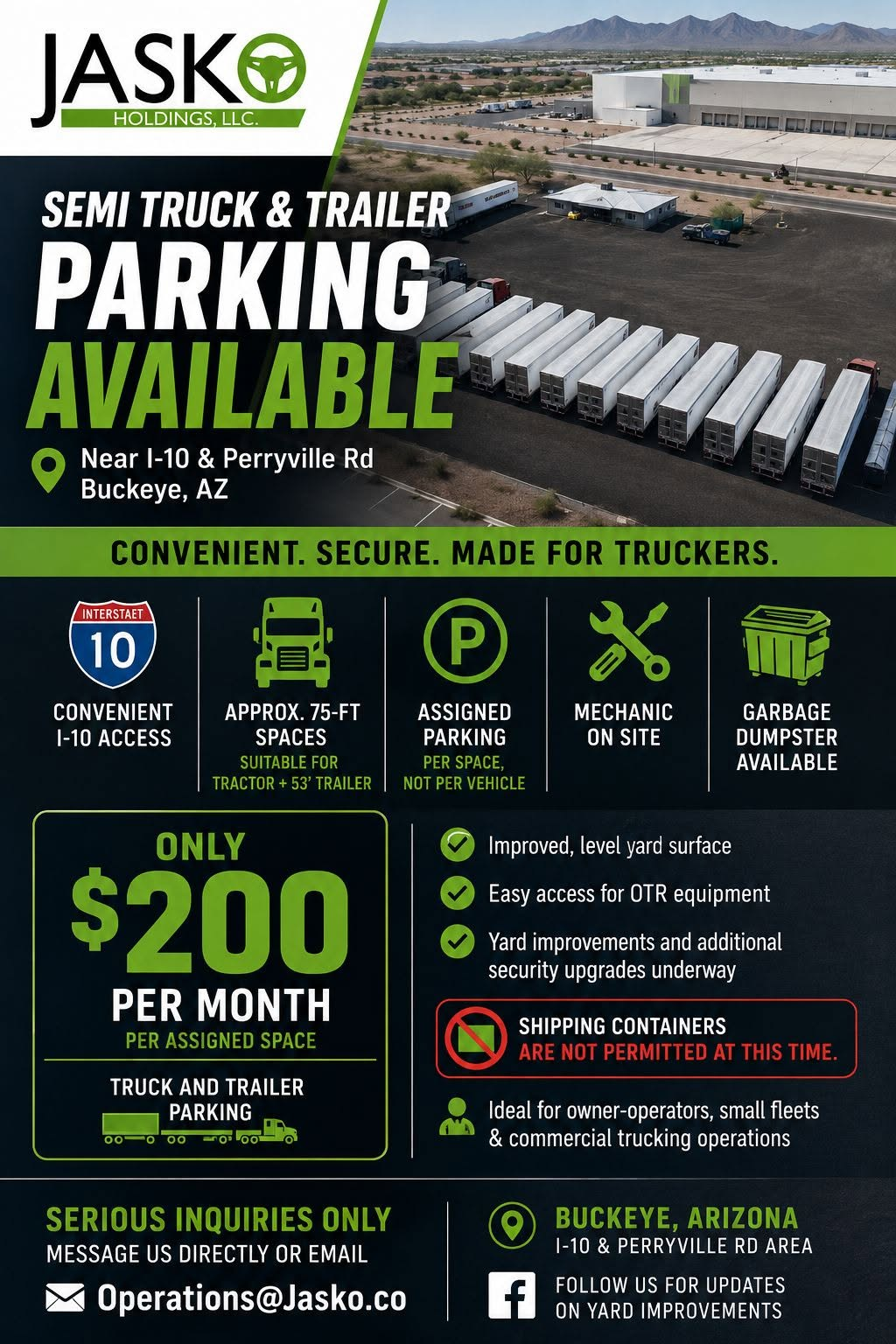 JASKO Holdings parking information flyer